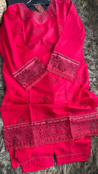 Pakistani Original Hayat's Stitched Cotton 2pcs_ Maroon Red 